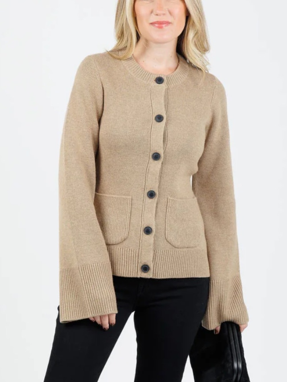 Pistola Dani Sweater Cardigan Toasted Wheat Tan Button Closure Women XS